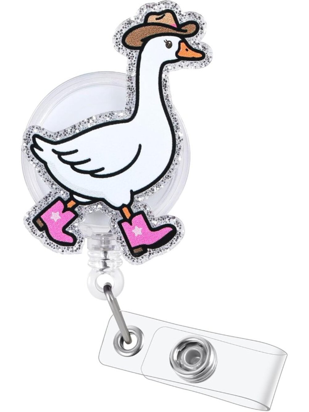 Funny Western Cowboy Silly Goose Nurse Badge Reel, Retractable ID Holder